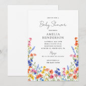 Invitation Baby shower Fleur sauvage coloré (Devant / Derrière)