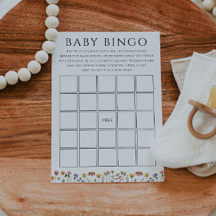 Invitation Baby shower Fleur sauvage coloré Baby Bingo Card