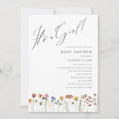 Invitation Baby shower Fleur sauvage coloré C'est une fille (Devant)