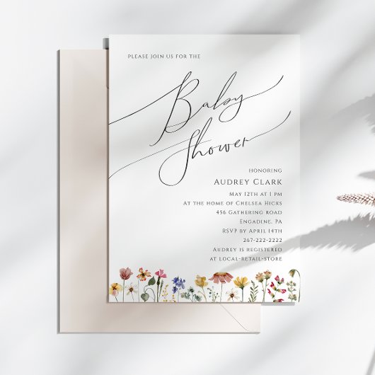 Invitation Baby shower Fleur sauvage colorée