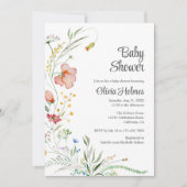 Invitation Baby shower Fleur sauvage couleur aquarelle (Devant)