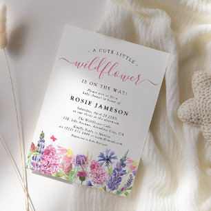 Invitation Baby shower Fleur sauvage d'aquarelle douce