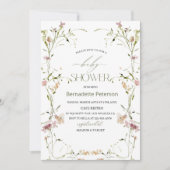 Invitation Baby shower Fleur sauvage d'aquarelle légère (Devant)