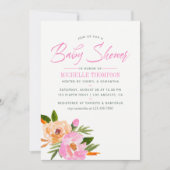 Invitation Baby shower fleur sauvage d'aquarelle rose (Devant)