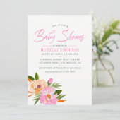 Invitation Baby shower fleur sauvage d'aquarelle rose (Debout devant)