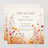 Invitation Baby shower Fleur sauvage d'automne (Devant / Derrière)