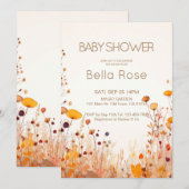 Invitation Baby shower Fleur sauvage d'automne (Devant / Derrière)