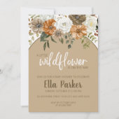 Invitation Baby shower Fleur sauvage d'automne de couleur aqu (Devant)