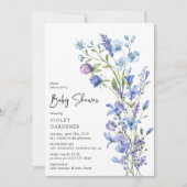 Invitation Baby shower Fleur sauvage de beauté Botanique Bleu (Devant)