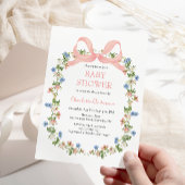 Invitation Baby shower Fleur sauvage de bébé garçon rose