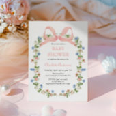 Invitation Baby shower Fleur sauvage de bébé garçon rose