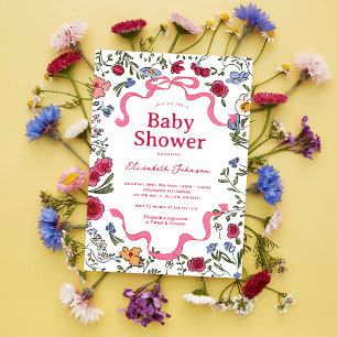 Invitation Baby shower Fleur sauvage de boue florale Whimsica