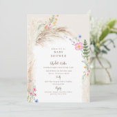 Invitation Baby shower Fleur sauvage de Cream Boho Pampas (Debout devant)