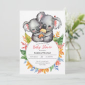 Invitation Baby shower Fleur sauvage de Cute Koalas (Debout devant)