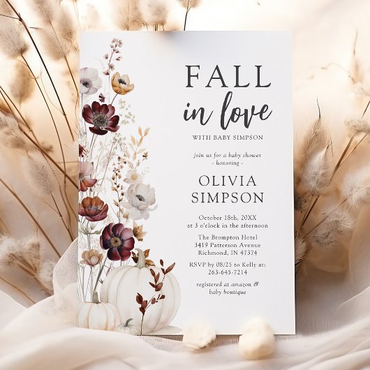 Invitation Baby shower Fleur sauvage de Fall in Love