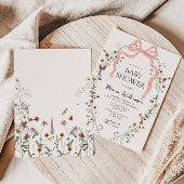 Invitation Baby shower fleur sauvage de fille de la cou rose