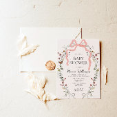 Invitation Baby shower fleur sauvage de fille de la cou rose