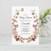 Invitation Baby shower Fleur sauvage de la Bourgogne d'automn (Debout devant)