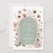Invitation Baby shower Fleur sauvage de la fée Sage Green Boh (Devant)