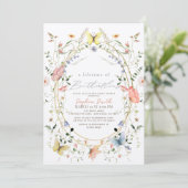 Invitation Baby shower Fleur sauvage de la vie des papillons (Debout devant)