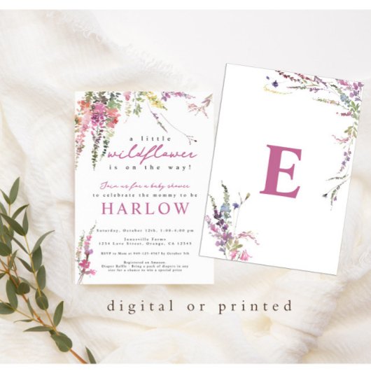 Invitation Baby shower Fleur sauvage de printemps