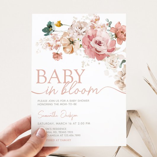 Invitation Baby shower Fleur sauvage de printemps
