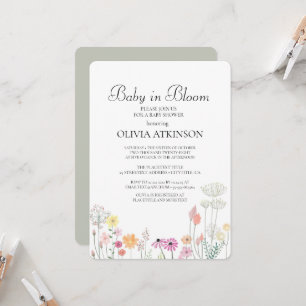 Invitation Baby shower Fleur sauvage de printemps coloré