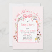 Invitation Baby shower Fleur sauvage de printemps rose Coquet (Devant)