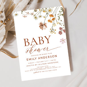 Invitation Baby shower Fleur sauvage de Terracotta Boho