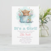 Invitation baby shower fleur sauvage de vache de haute-terre (Debout devant)