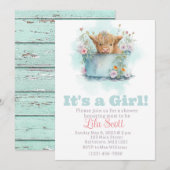 Invitation baby shower fleur sauvage de vache de haute-terre (Devant / Derrière)