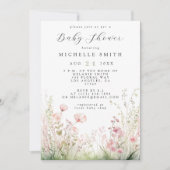 Invitation Baby shower Fleur sauvage délicat (Devant)