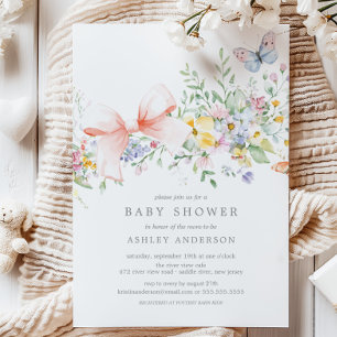 Invitation Baby shower Fleur sauvage délicat