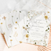 Invitation Baby shower Fleur sauvage d'or
