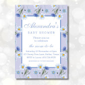 Invitation Baby shower Fleur sauvage Dusty Blue Boho