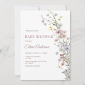Invitation Baby shower Fleur sauvage élégant (Devant)