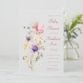 Invitation Baby shower Fleur sauvage élégant (Debout devant)