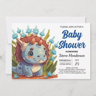 Invitation Baby shower fleur sauvage Elegant Boho Dinosaur Bo