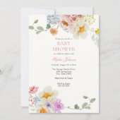 Invitation Baby Shower Fleur Sauvage Élégante (Devant)
