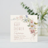 Invitation Baby shower Fleur sauvage en terre cuite Boho Élég (Debout devant)