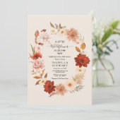 Invitation Baby shower Fleur sauvage en terre cuite moderne B (Debout devant)