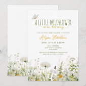 Invitation Baby shower fleur sauvage fille (Devant / Derrière)