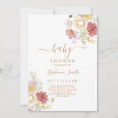 Invitation Baby shower fleur sauvage fille (Devant)