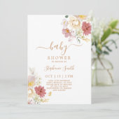 Invitation Baby shower fleur sauvage fille (Debout devant)
