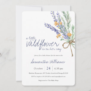 Invitation Baby shower Fleur sauvage Lavande violette