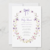 Invitation Baby shower Fleur sauvage Lavender Bow (Devant)
