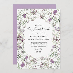 Invitation Baby shower Fleur sauvage Lavender Sage Brunch
