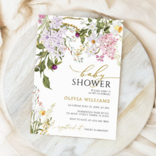 Invitation Baby shower Fleur sauvage Lilac