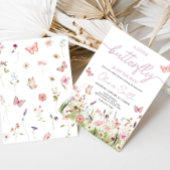 Invitation Baby shower Fleur sauvage Little Butterfly