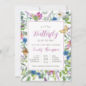 Invitation Baby shower Fleur sauvage Little Butterfly Spring (Devant)